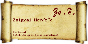 Zsigrai Horác névjegykártya